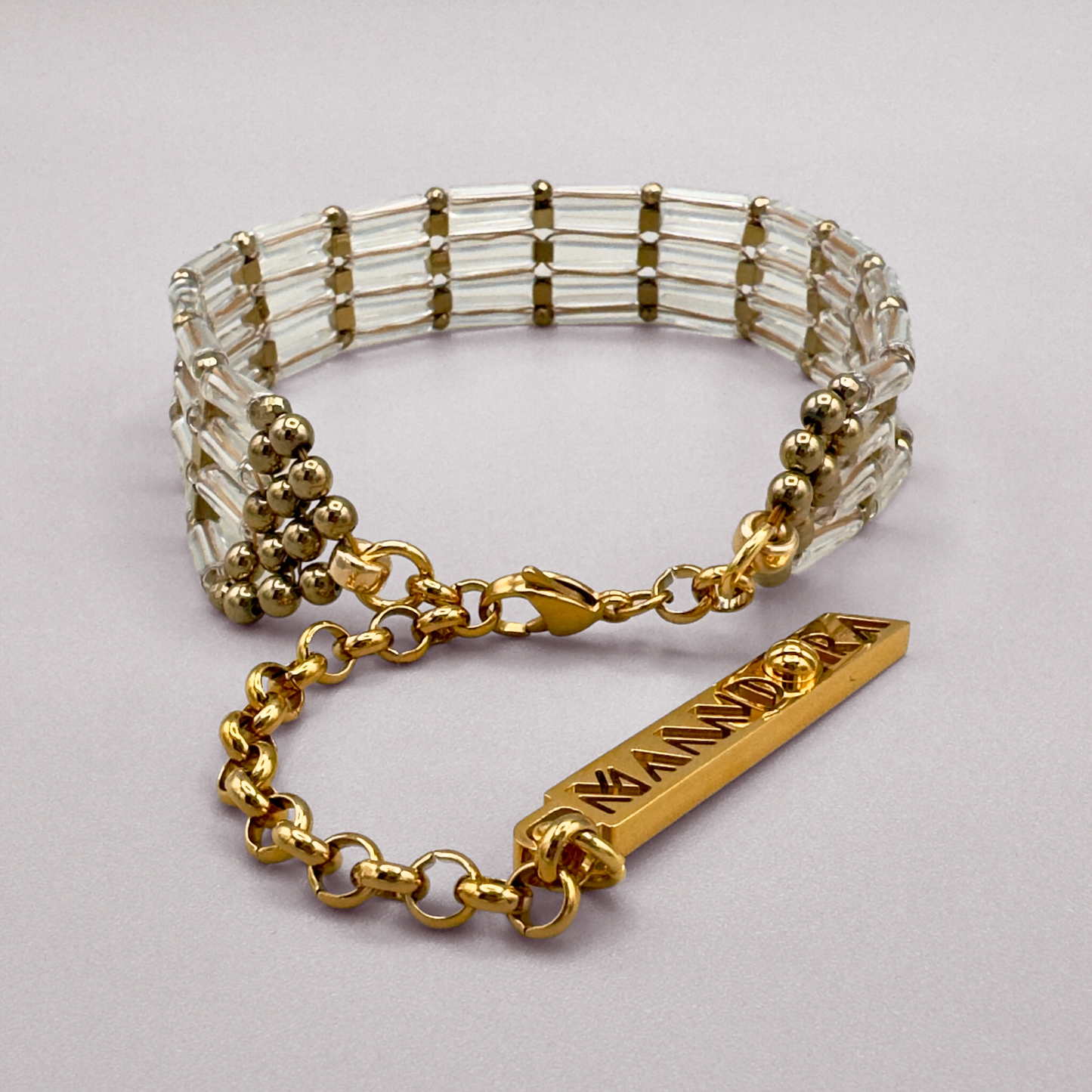 Choker in Clear Quartz + Gold