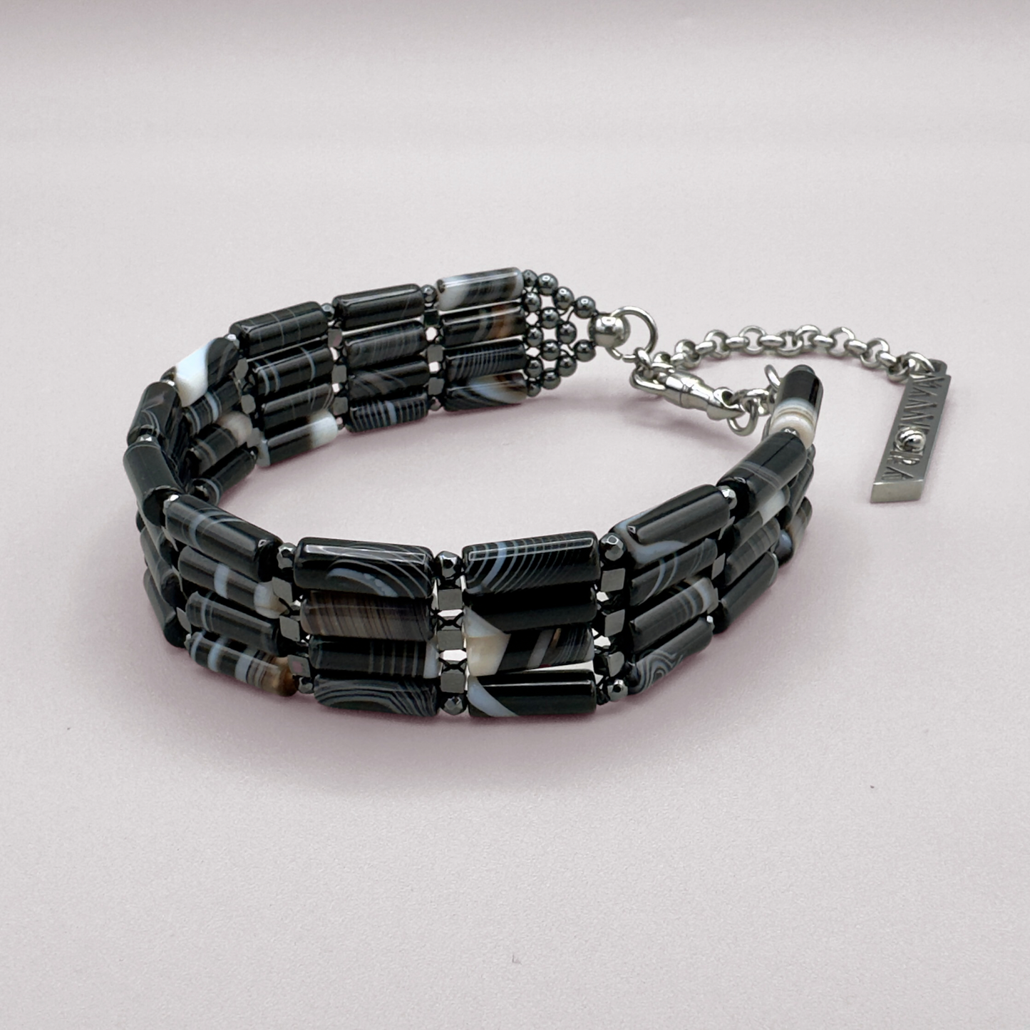 Choker in Black Sardonyx + Hematite