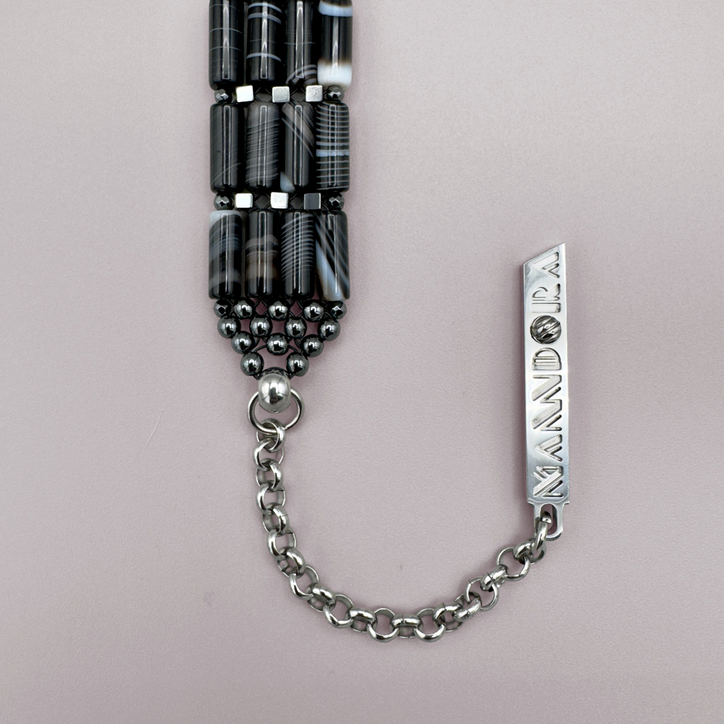 Choker in Black Sardonyx + Hematite