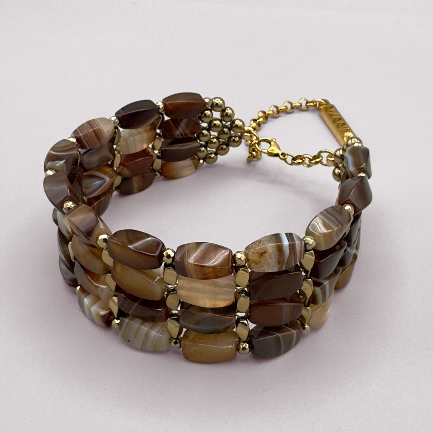 Choker in Brown Agate + Gold