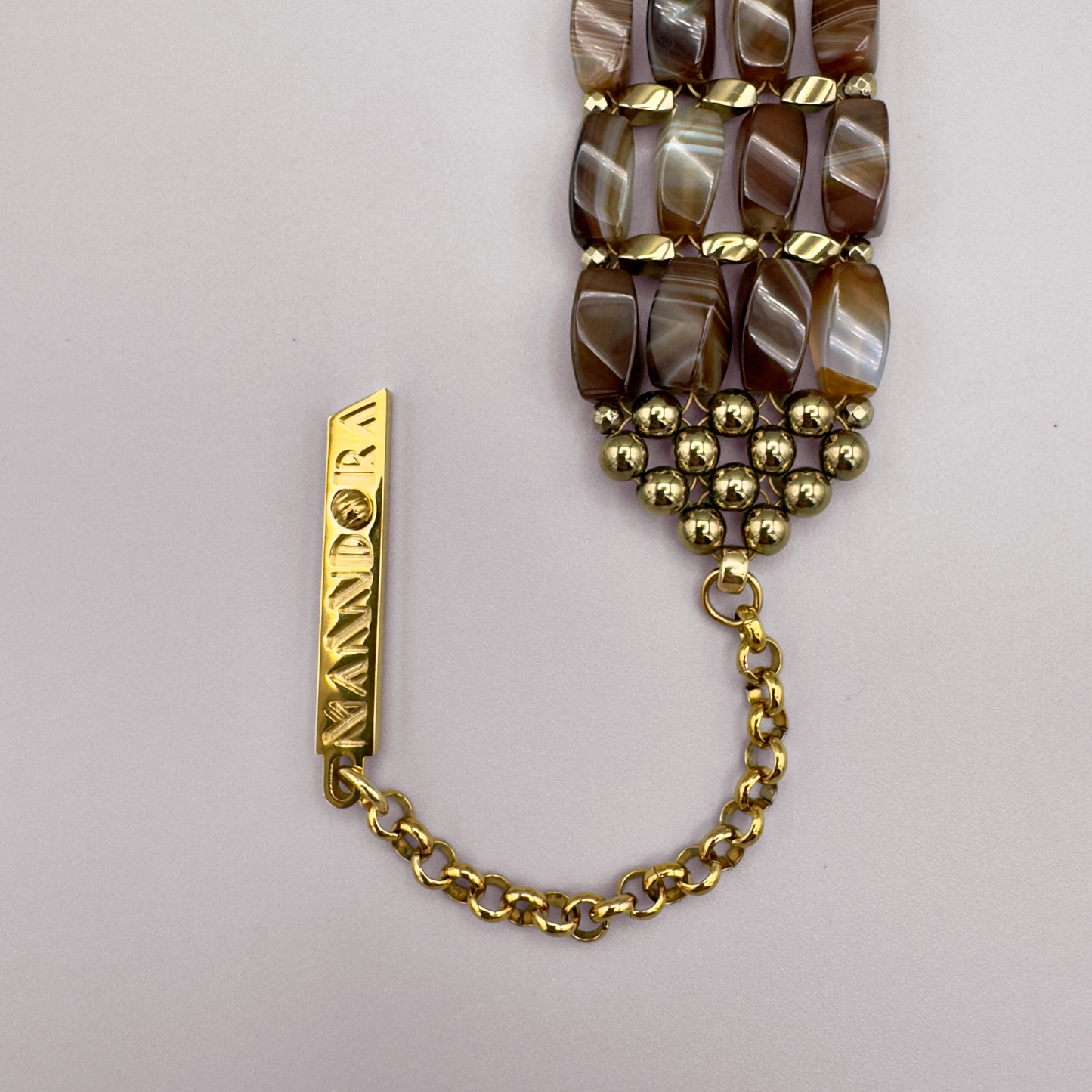 Choker in Brown Agate + Gold