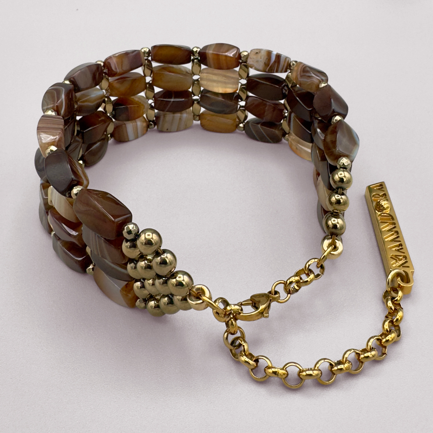 Choker in Brown Agate + Gold