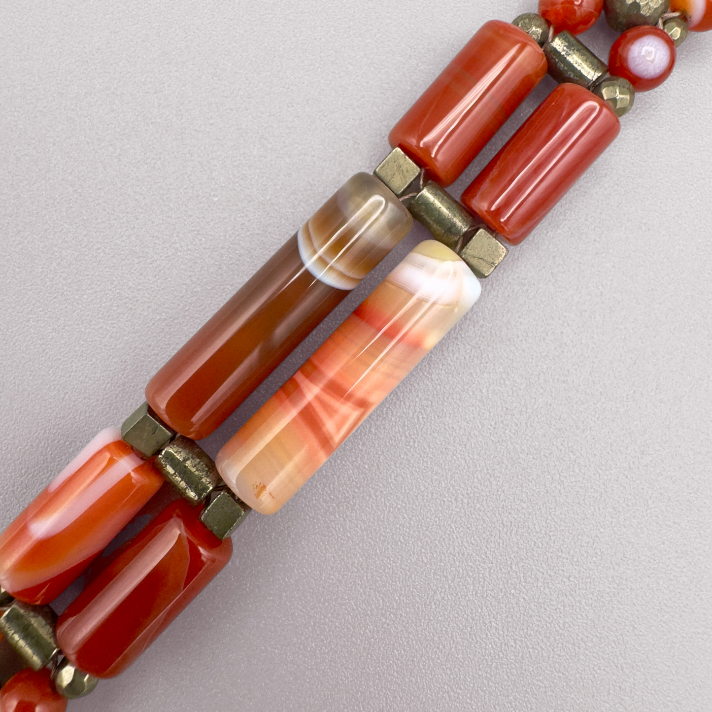Bracelet in Red Sardonyx + Pyrite