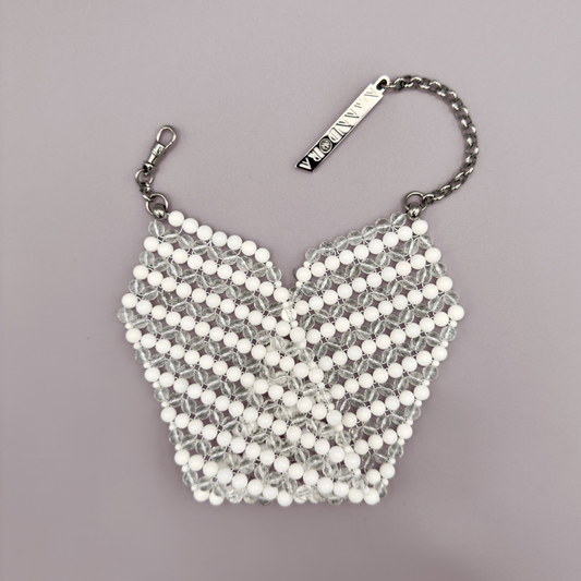 SAHARA S8 Choker in White Shell + Clear Quartz