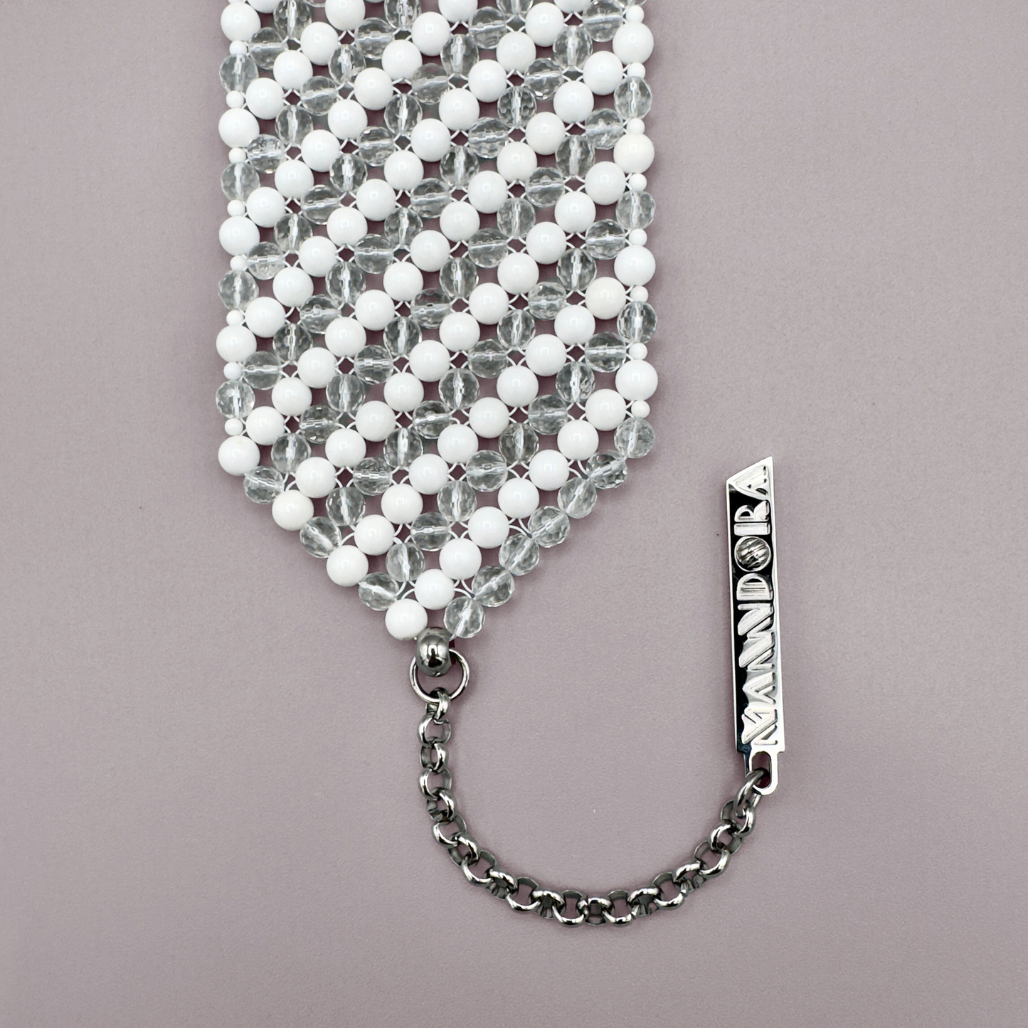 SAHARA S8 Choker in White Shell + Clear Quartz