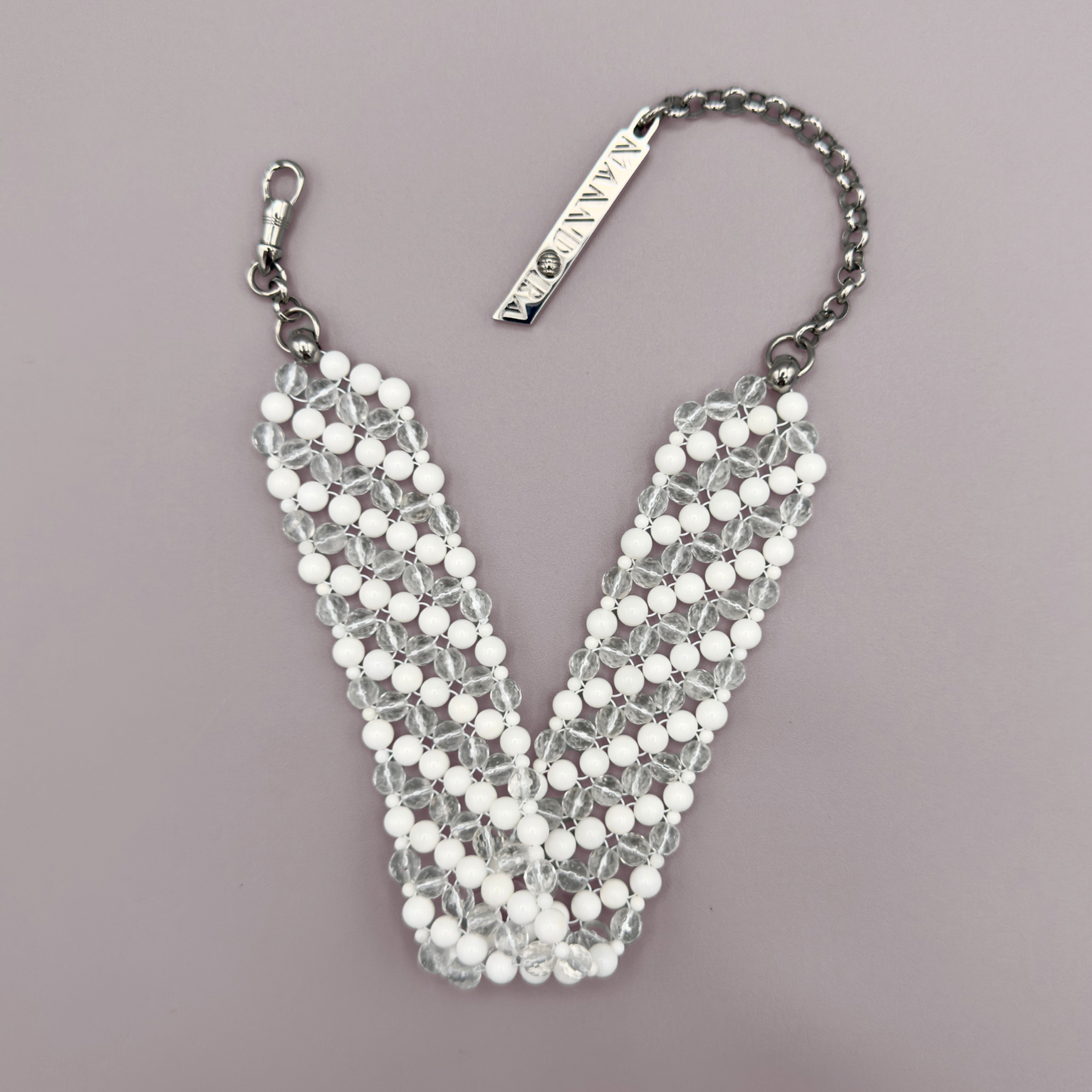 SAHARA S4 Choker in White Shell + Clear Quartz