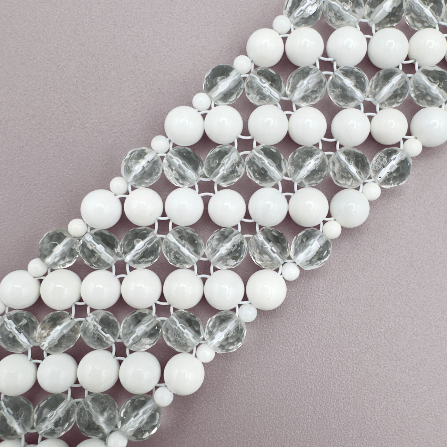 SAHARA S4 Bracelet in White Shell + Clear Quartz