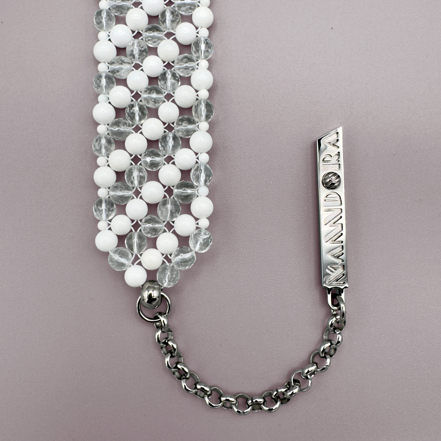 SAHARA S4 Choker in White Shell + Clear Quartz