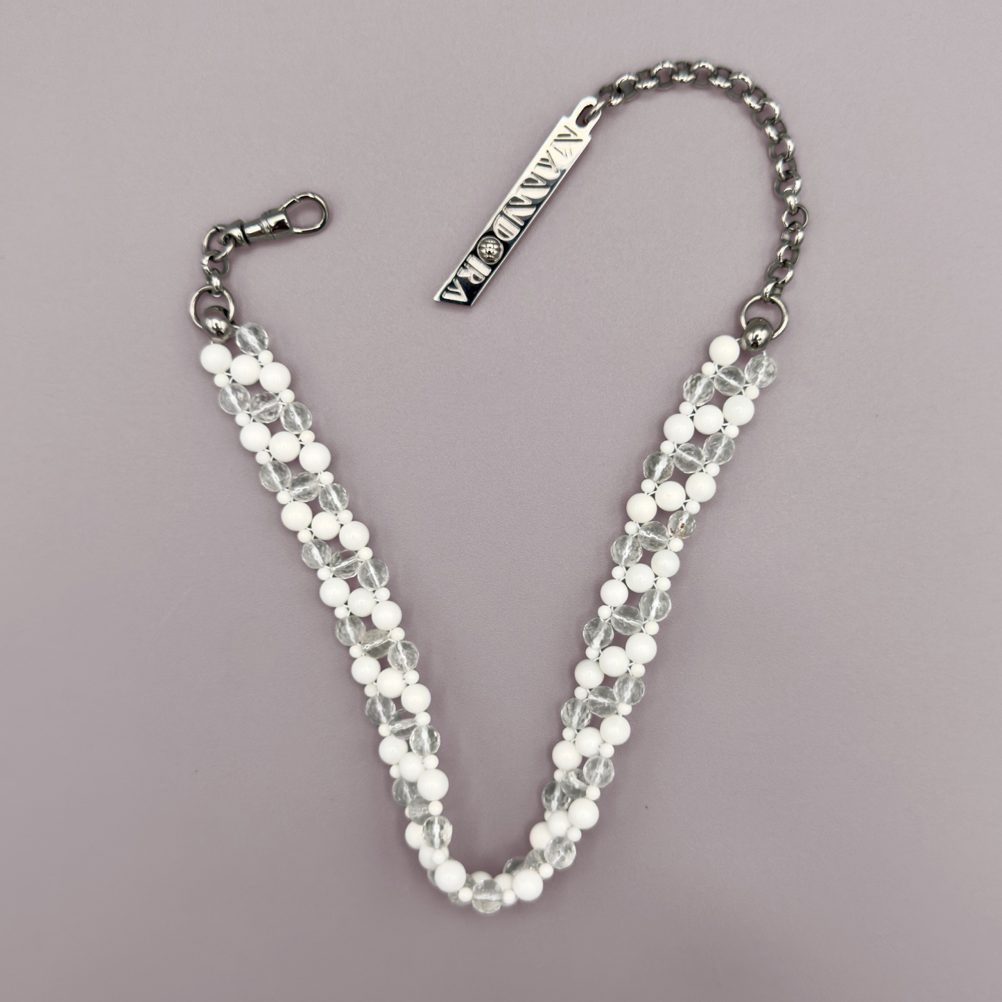 SAHARA S2 Choker in White Shell + Clear Quartz