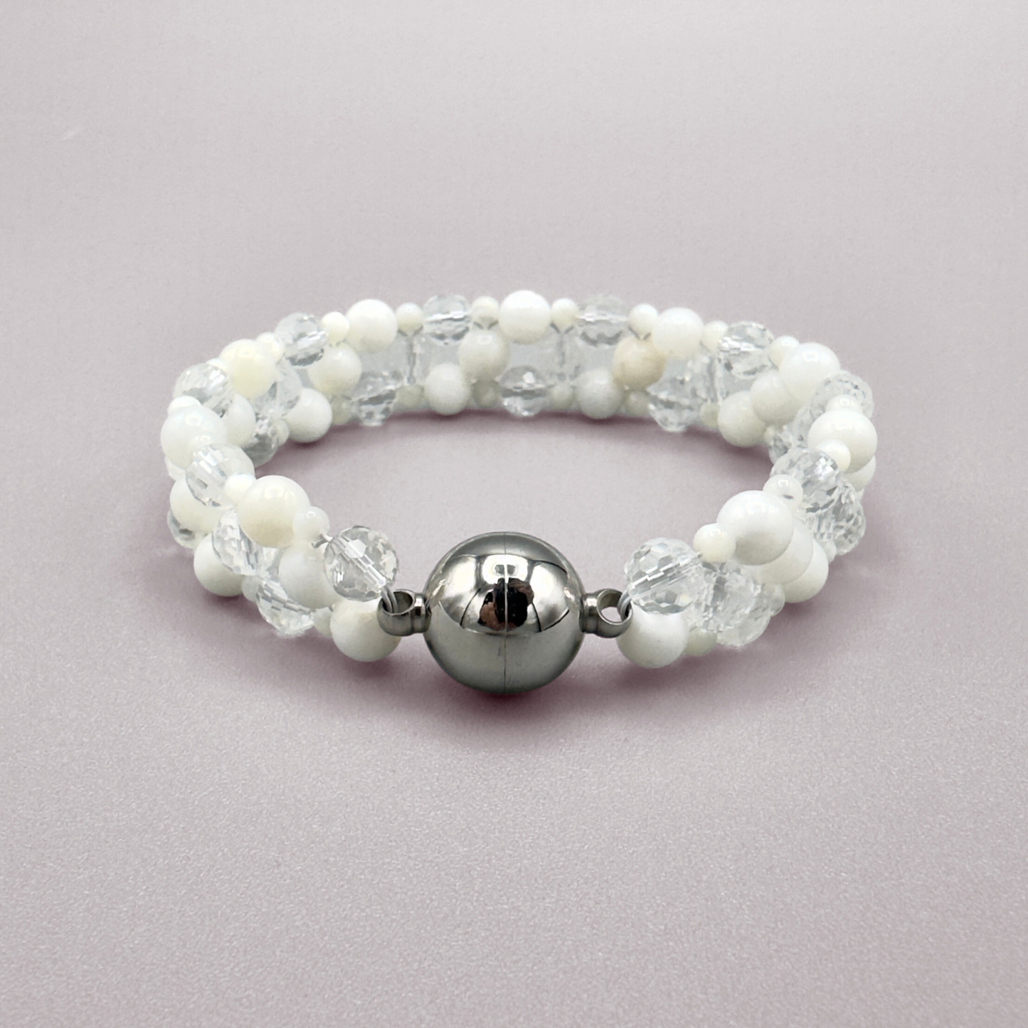 SAHARA S2 Bracelet in White Shell + Clear Quartz