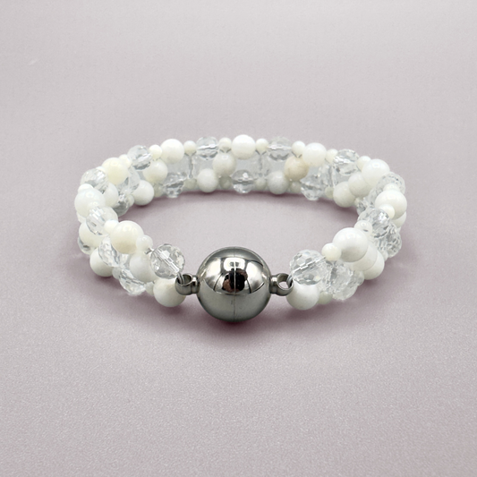 SAHARA S2 Bracelet in White Shell + Clear Quartz