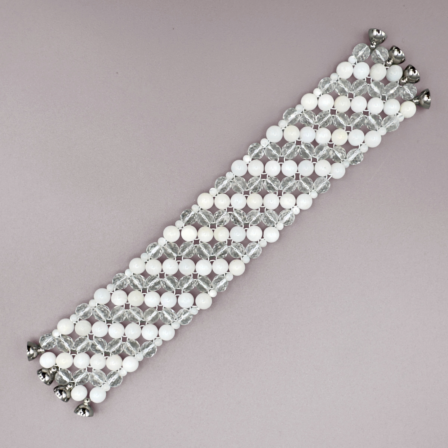 SAHARA S4 Bracelet in White Shell + Clear Quartz