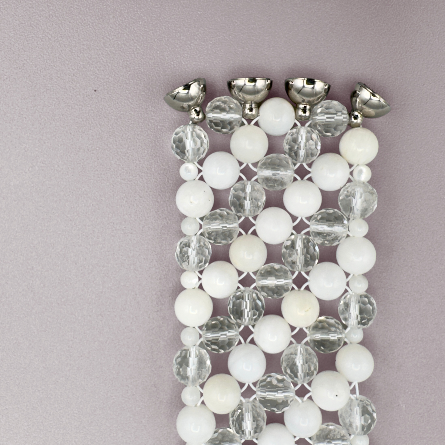 SAHARA S4 Bracelet in White Shell + Clear Quartz