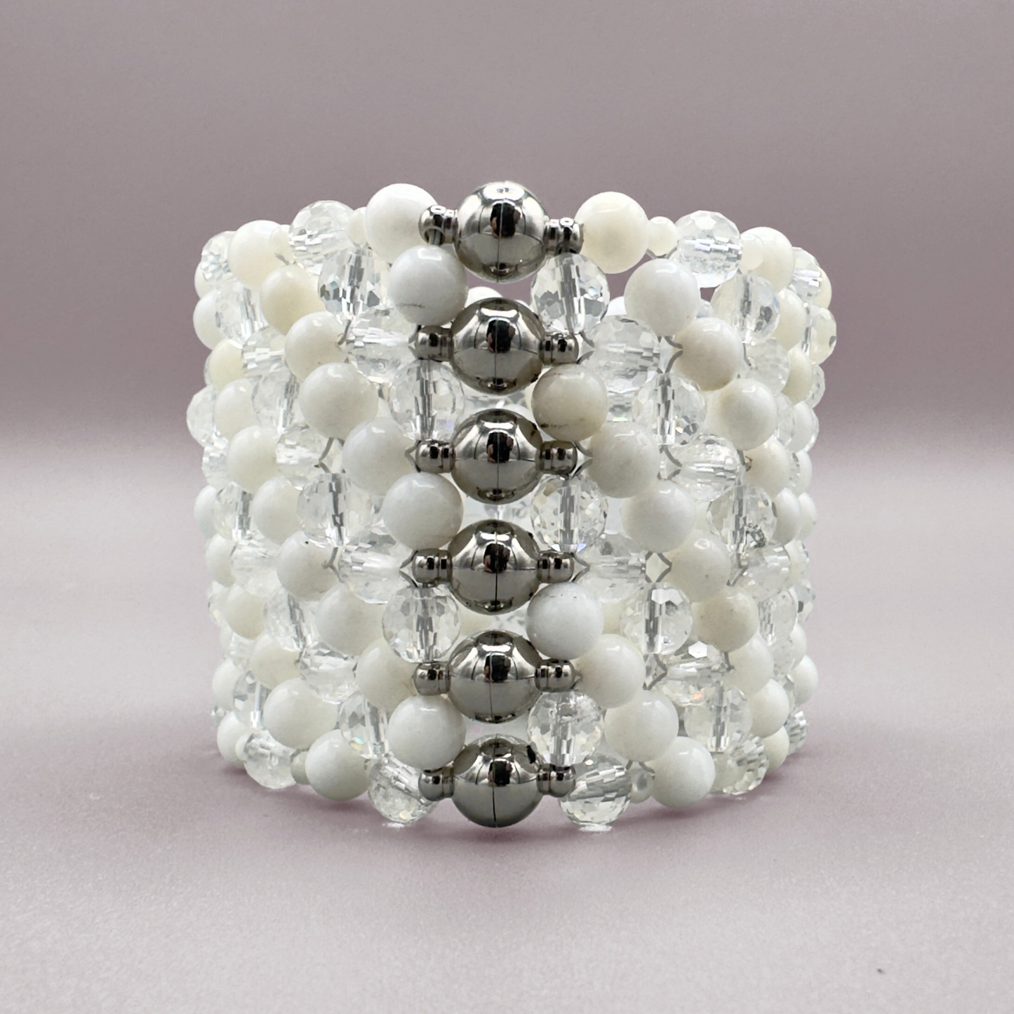 SAHARA S6 Bracelet in White Shell + Clear Quartz