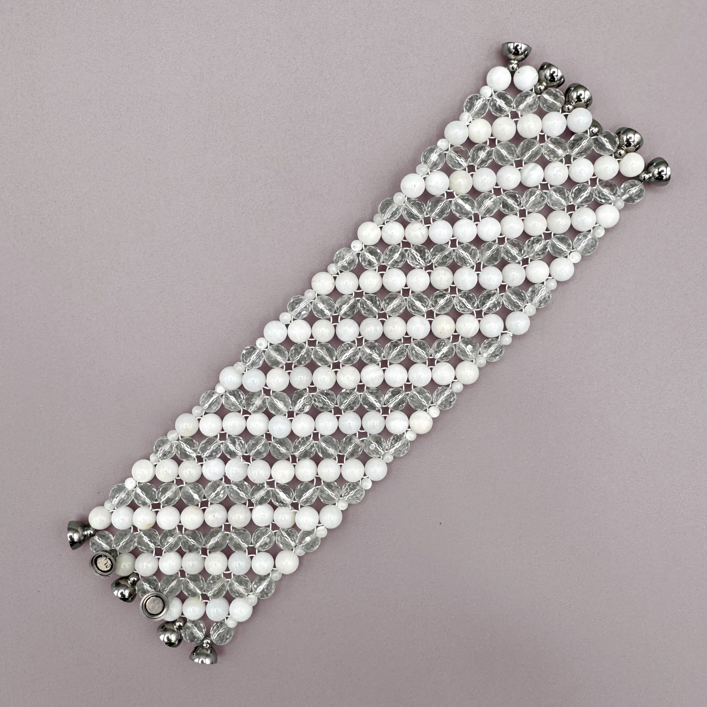 SAHARA S6 Bracelet in White Shell + Clear Quartz