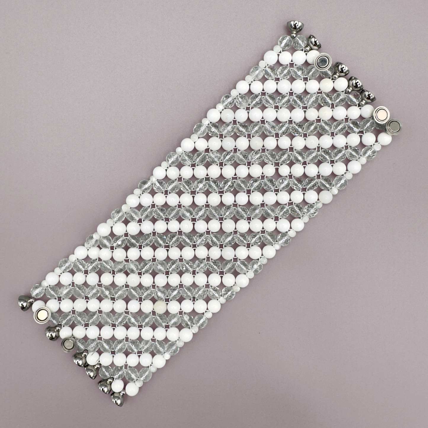 SAHARA S8 Bracelet in White Shell + Clear Quartz