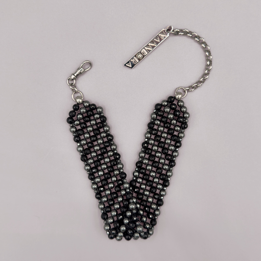 SAHARA S4 Choker in Black Onyx + Hematite