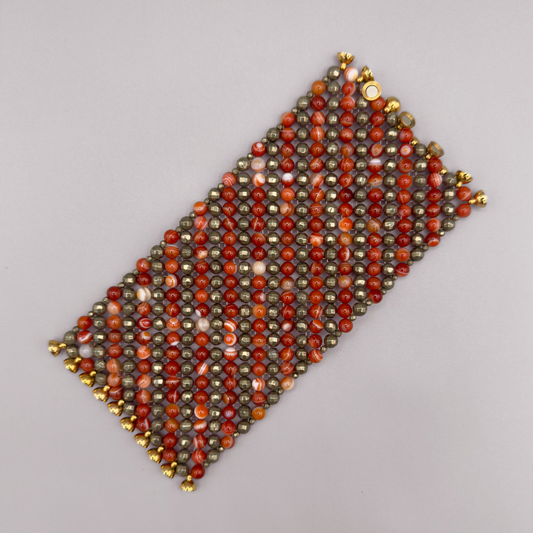 SAHARA S10 Bracelet in Red Sardonyx + Pyrite