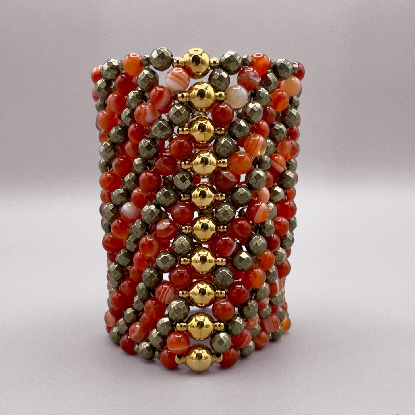 SAHARA S10 Bracelet in Red Sardonyx + Pyrite