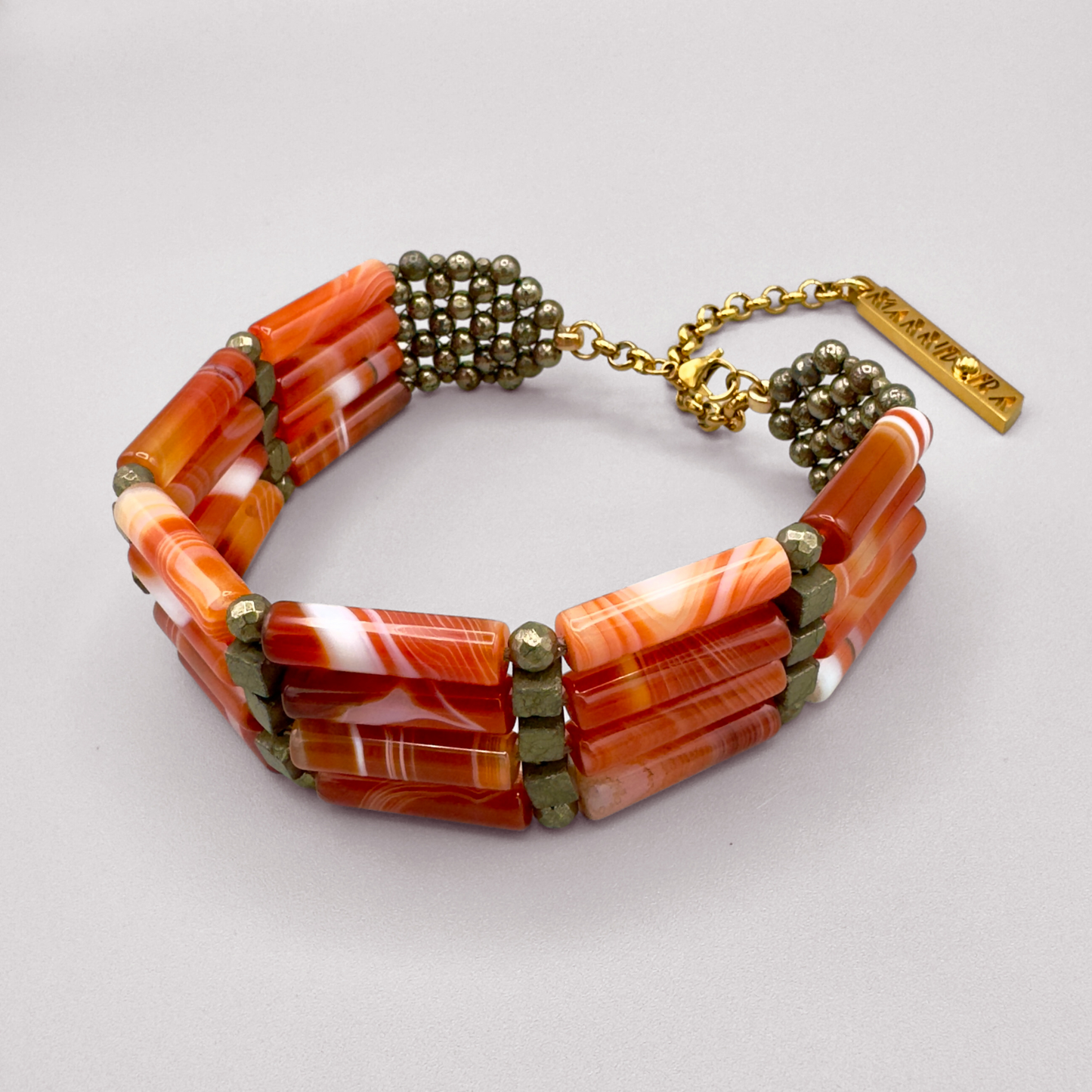 Choker in Red Sardonyx + Pyrite