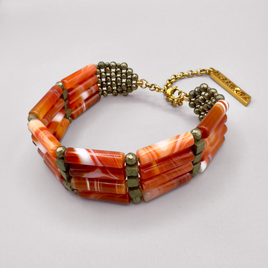 Choker in Red Sardonyx + Pyrite