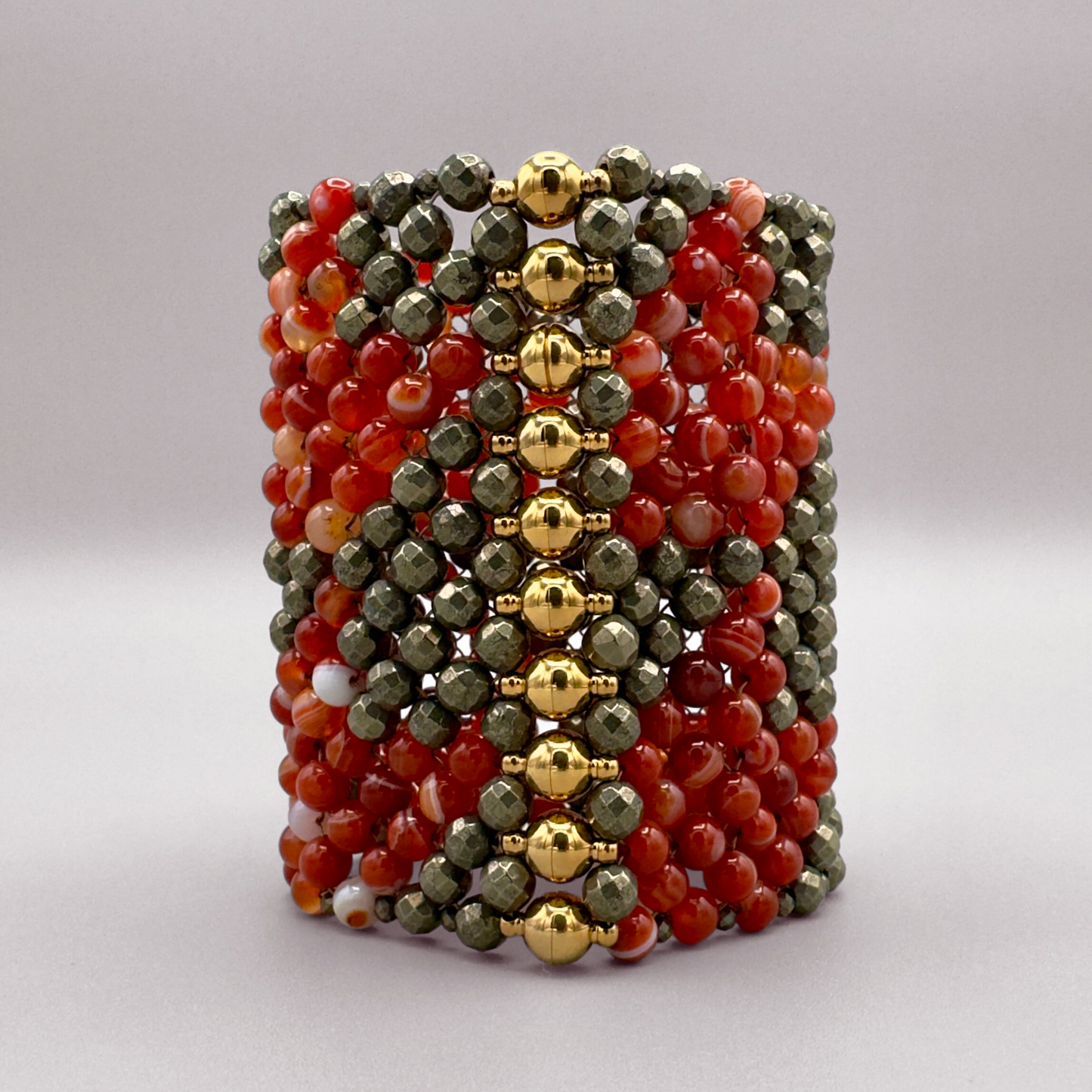 SAHARA S10 Bracelet in Red Sardonyx + Pyrite