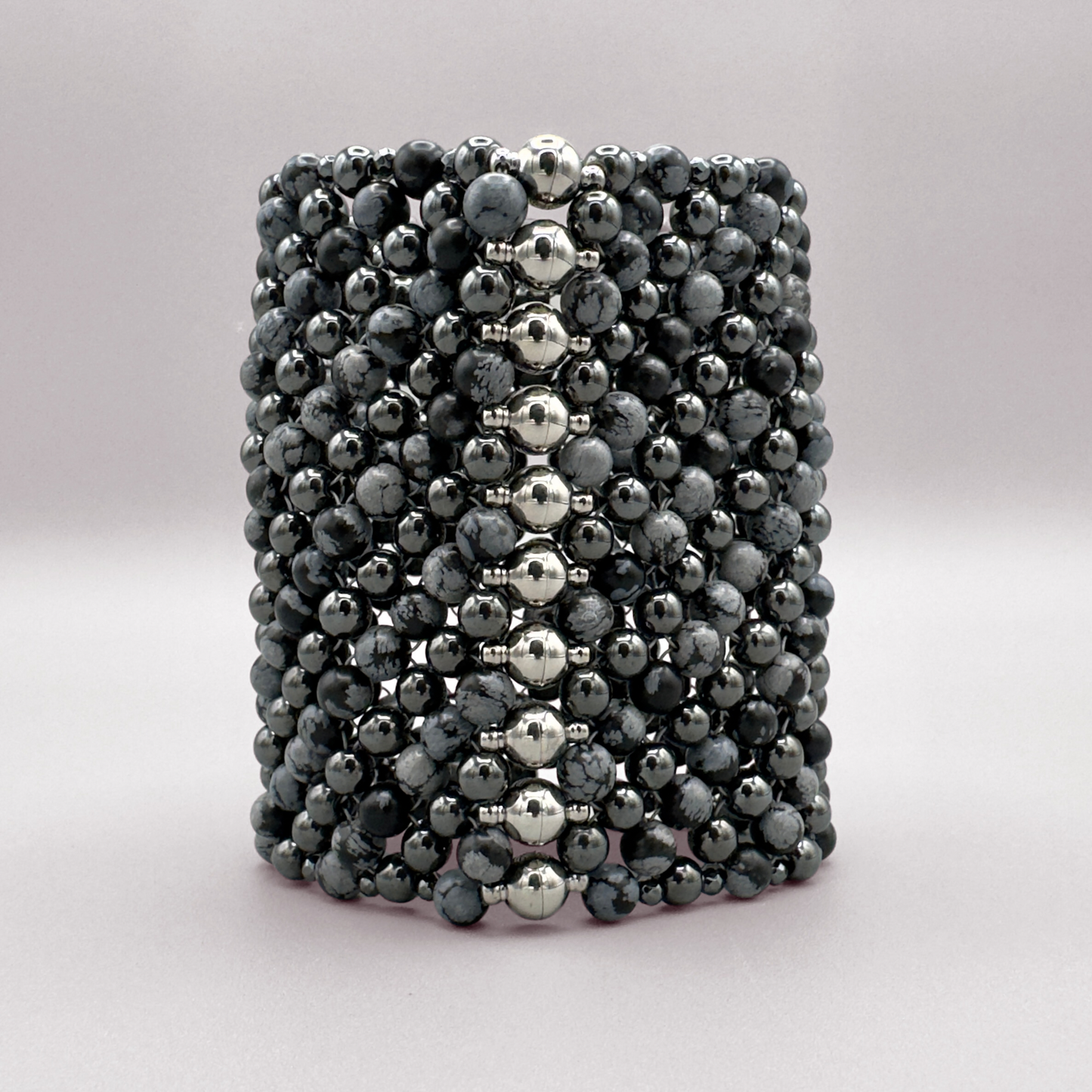 SAHARA S10 Bracelet in Snowflake Obsidian + Hematite