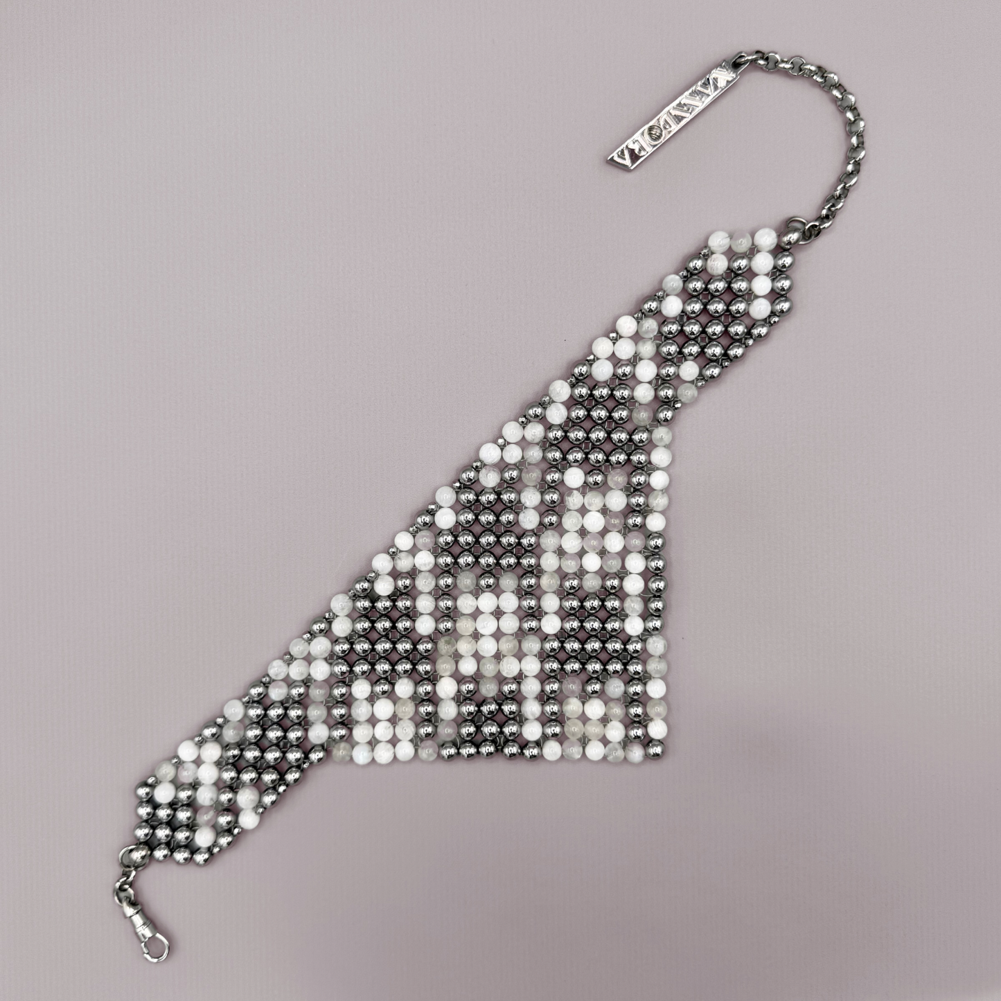 SAHARA S12 Choker in White Moonstone + Silver