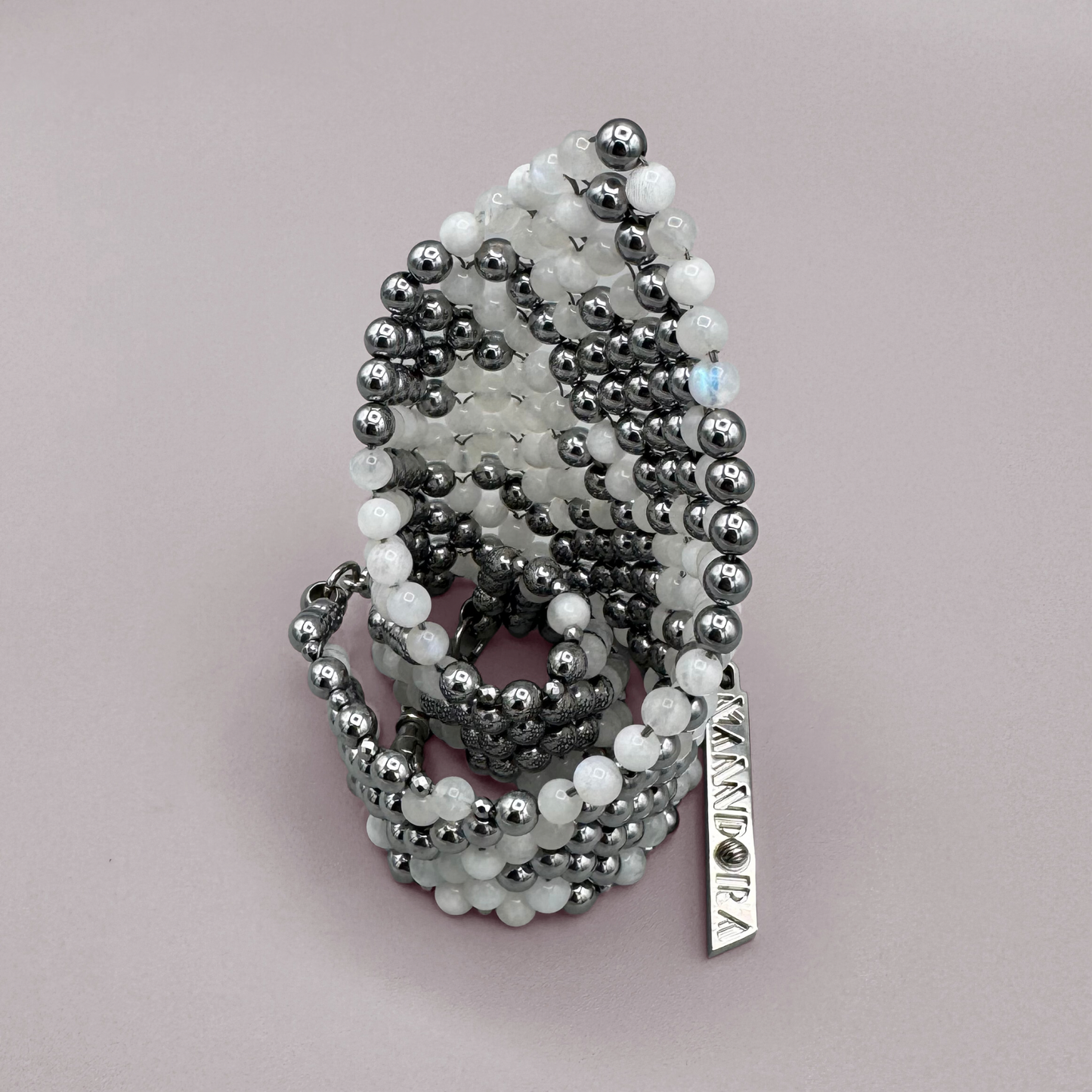 SAHARA S12 Choker in White Moonstone + Silver