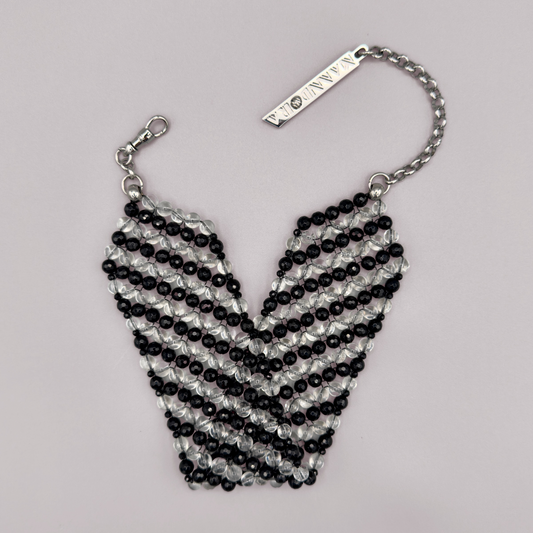 SAHARA S6 Choker in Black Onyx + Clear Quartz