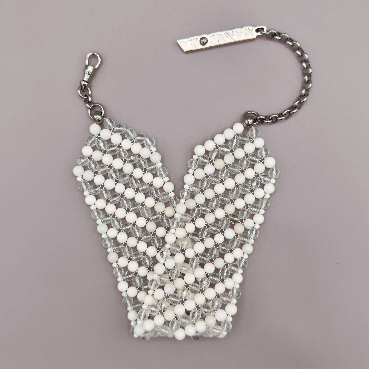 SAHARA S6 Choker in White Shell + Clear Quartz