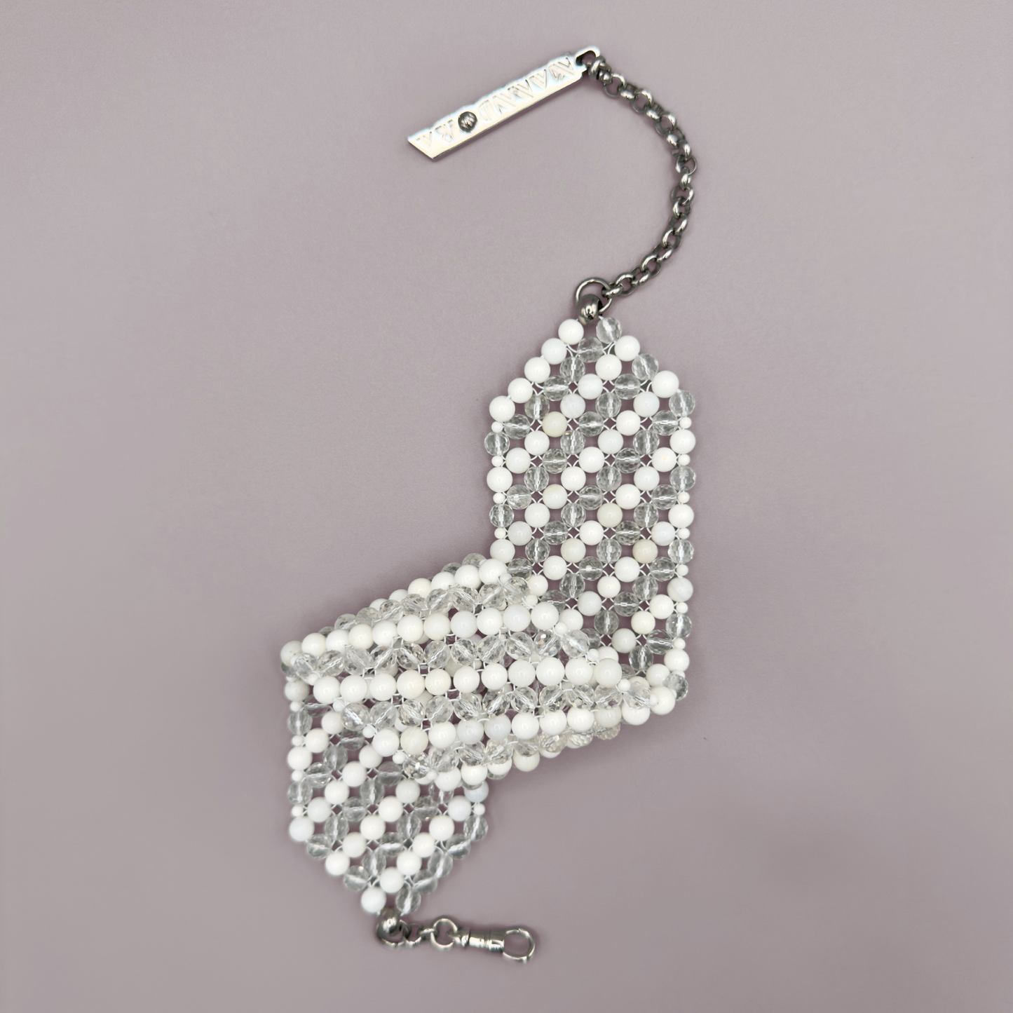 SAHARA S6 Choker in White Shell + Clear Quartz