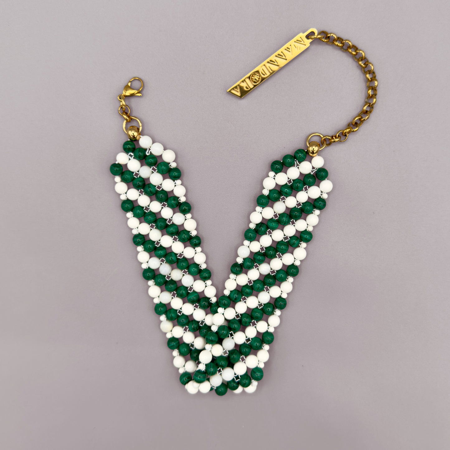 SAHARA S4 Choker in Malachite + White Shell