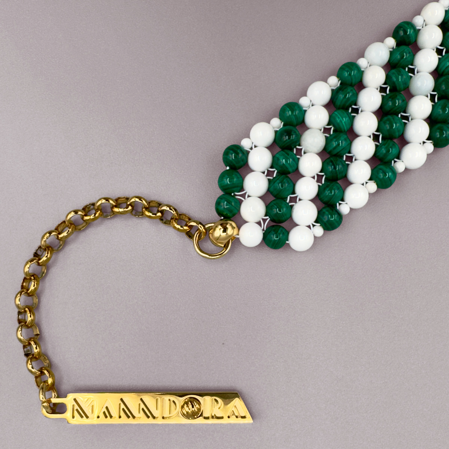SAHARA S4 Choker in Malachite + White Shell