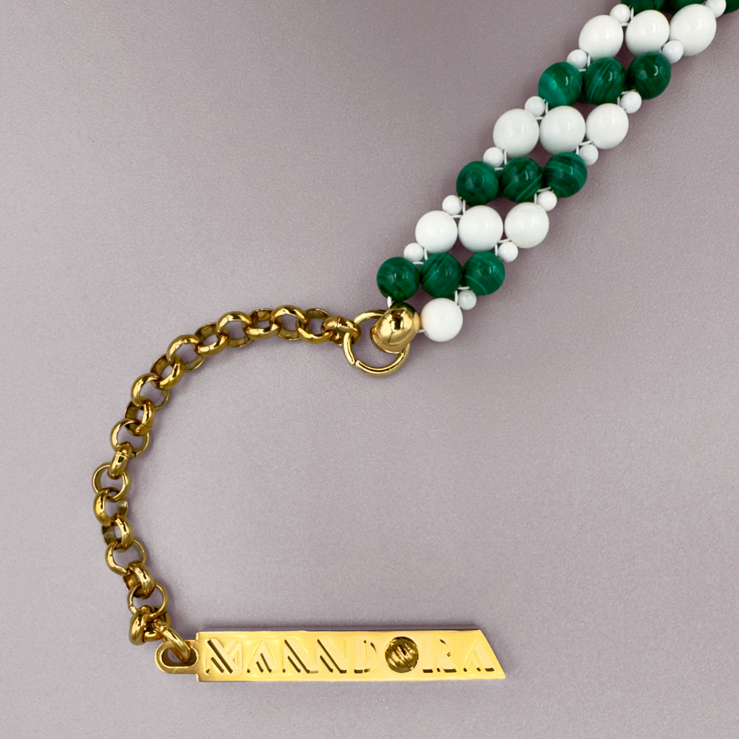 SAHARA S2 Choker in Malachite + White Shell
