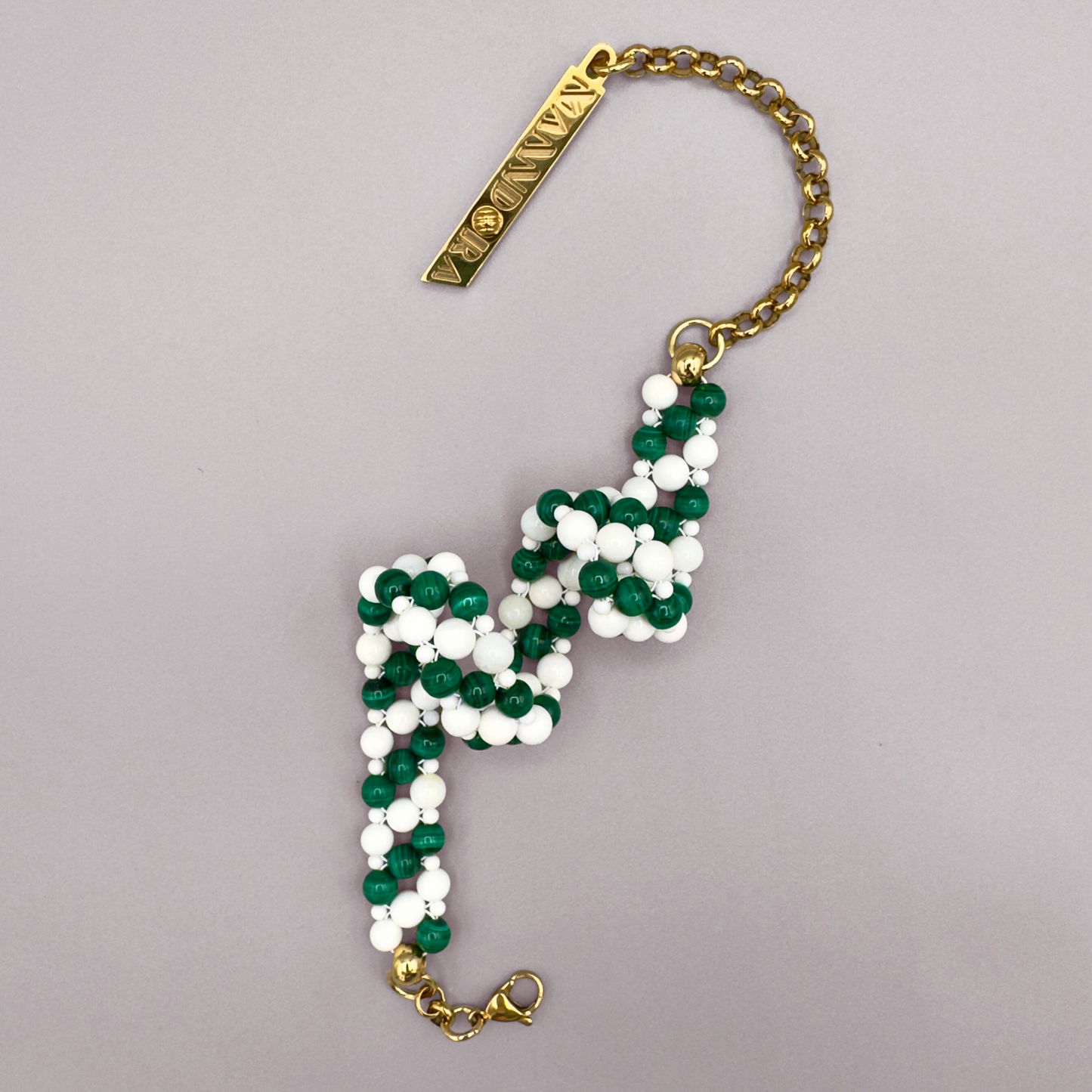 SAHARA S2 Choker in Malachite + White Shell