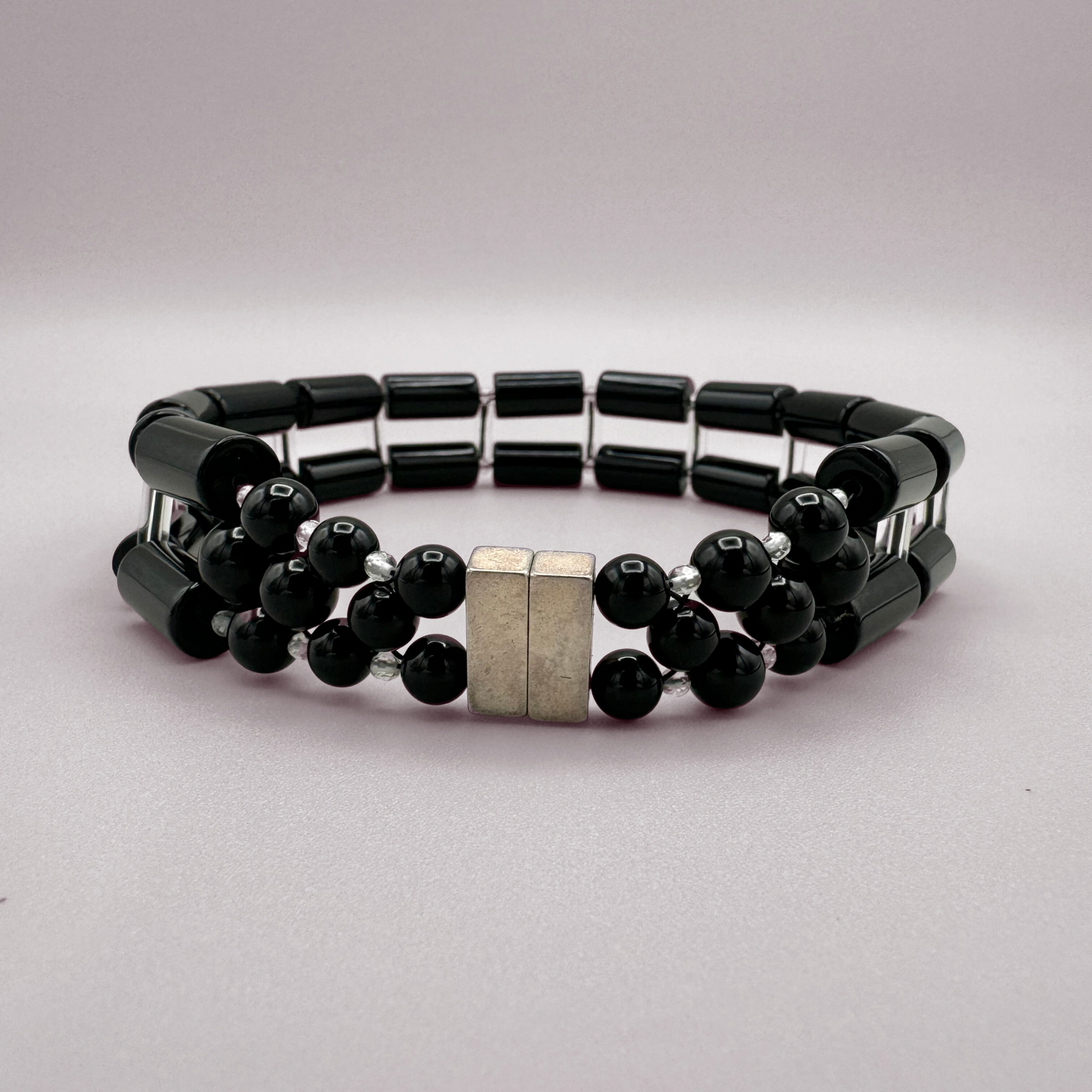 Black Onyx + Clear Quartz Necklace