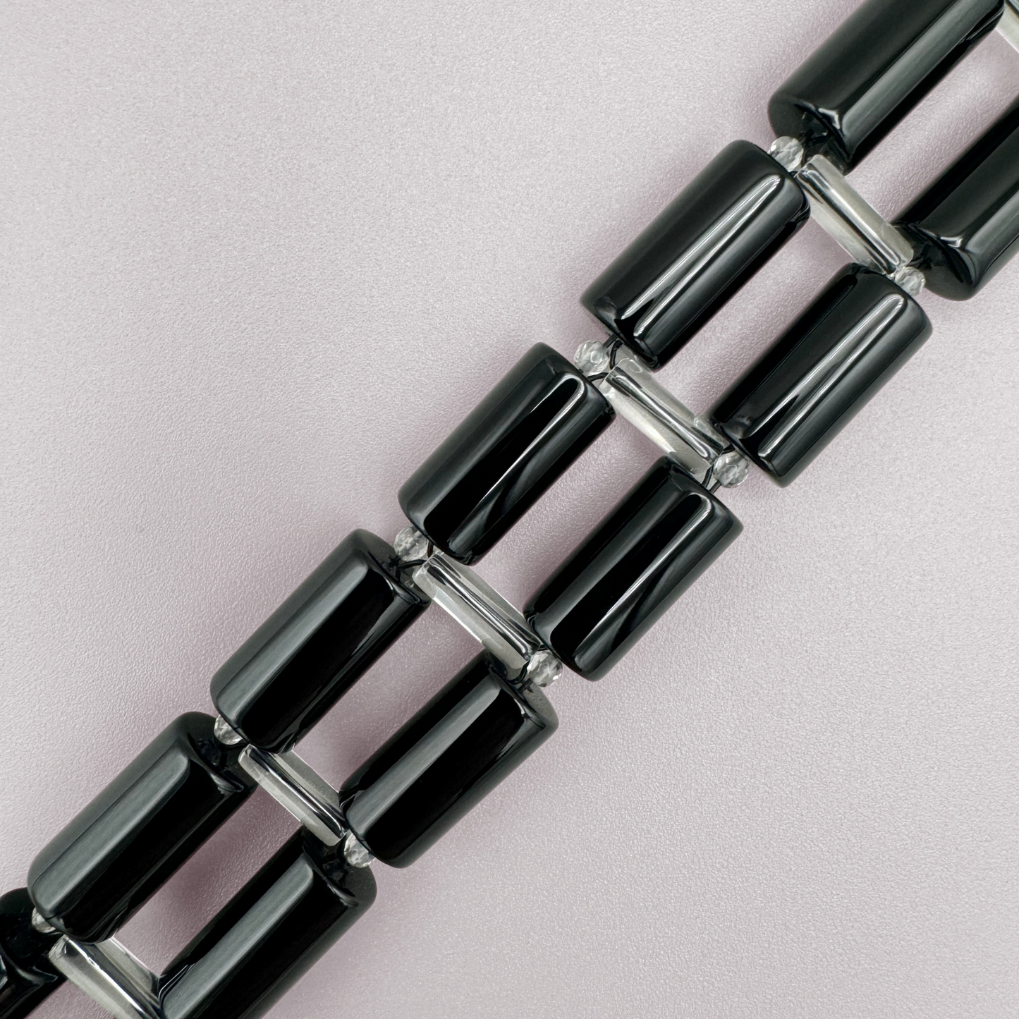 Black Onyx + Clear Quartz Necklace