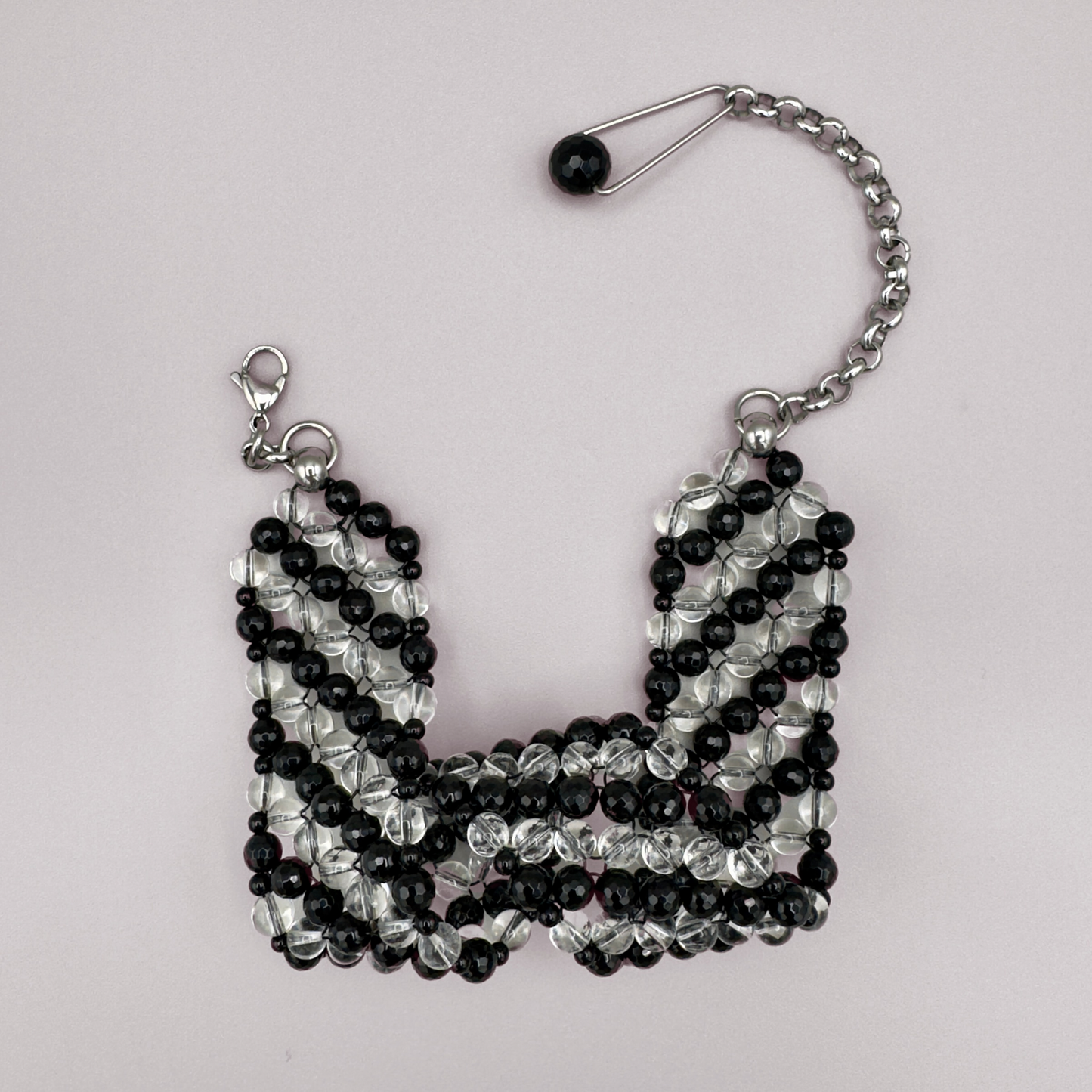 SAHARA S4 Choker in Black Onyx + Clear Quartz