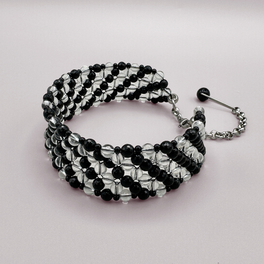 SAHARA S4 Choker in Black Onyx + Clear Quartz