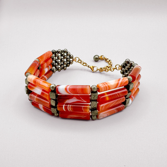 Red Sardonyx + Pyrite Choker