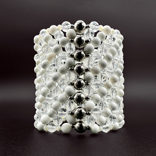 SAHARA S8 Bracelet in White Shell + Clear Quartz