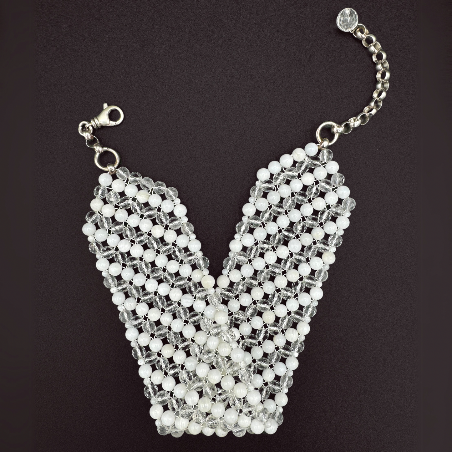SAHARA S6 Choker in White Shell + Clear Quartz