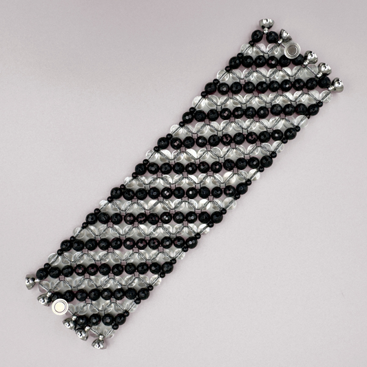 SAHARA S6 Bracelet in Black Onyx + Clear Quartz