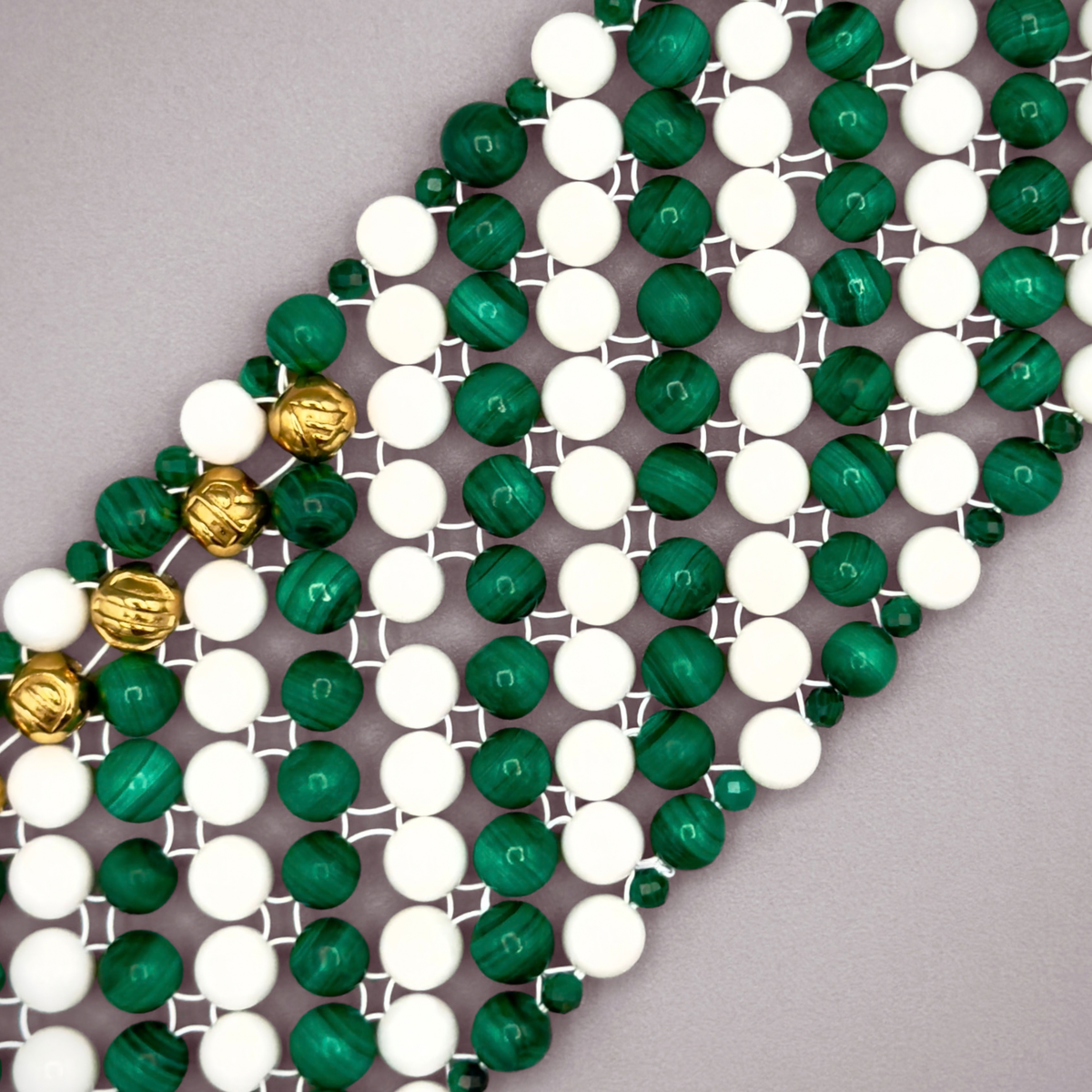 SAHARA S3 Bracelet, Striped, Malachite + White Shell