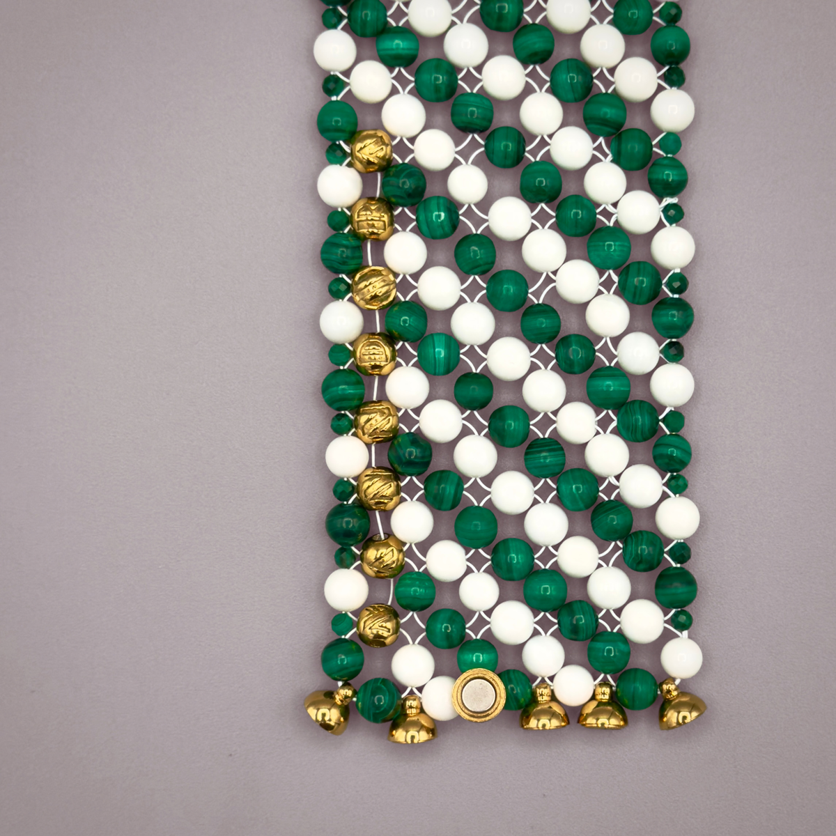 SAHARA S3 Bracelet, Striped, Malachite + White Shell