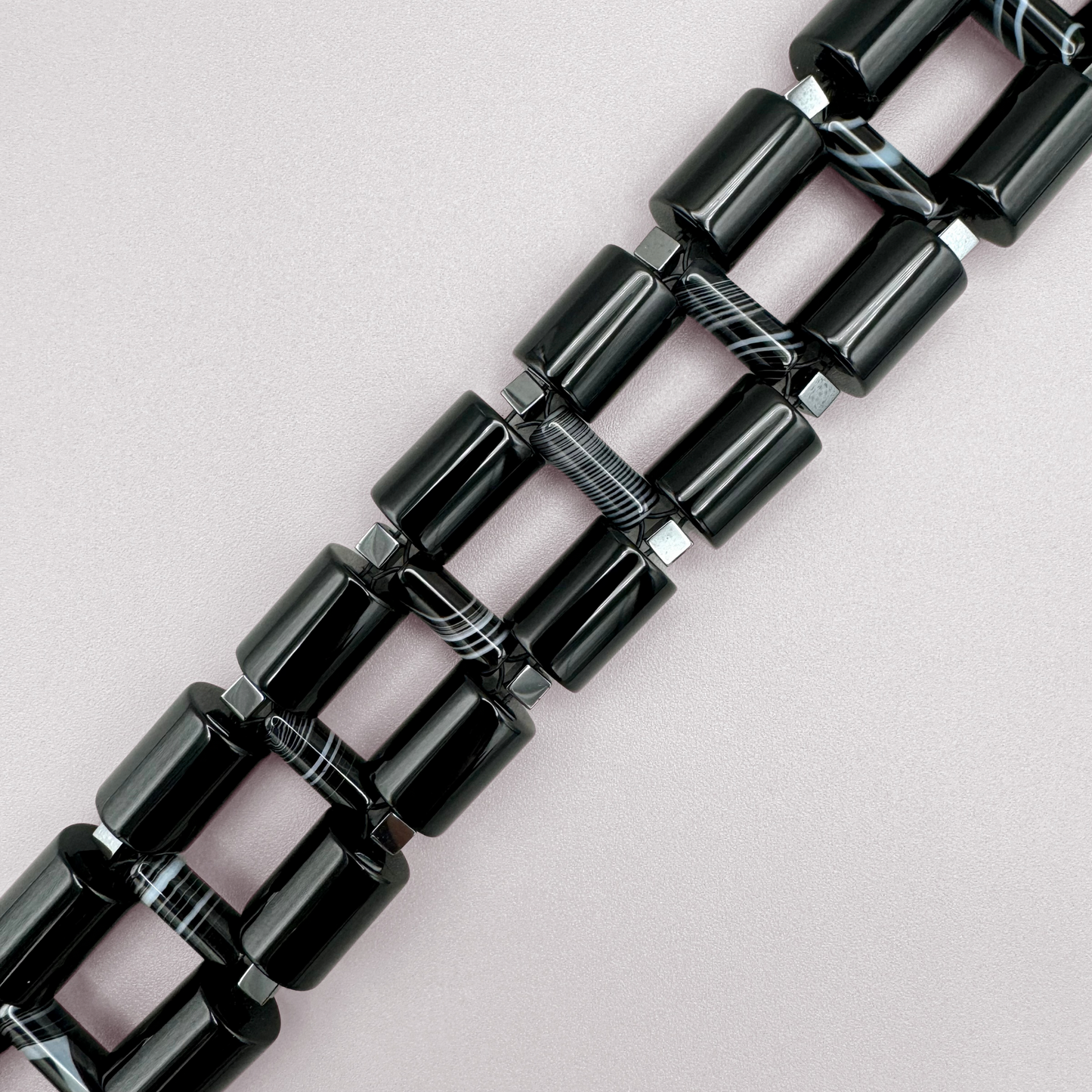 Black Onyx + Black Sardonyx Necklace