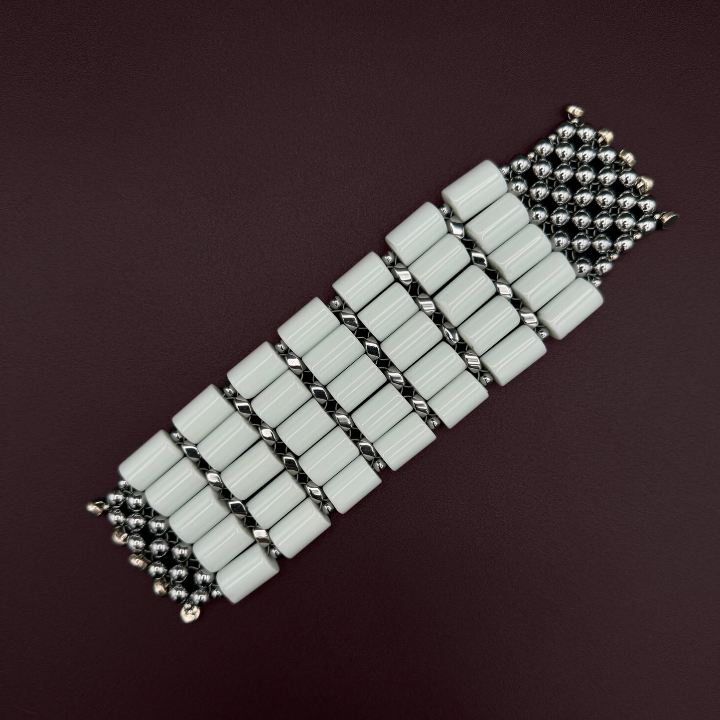 White Jade + Silver Bracelet