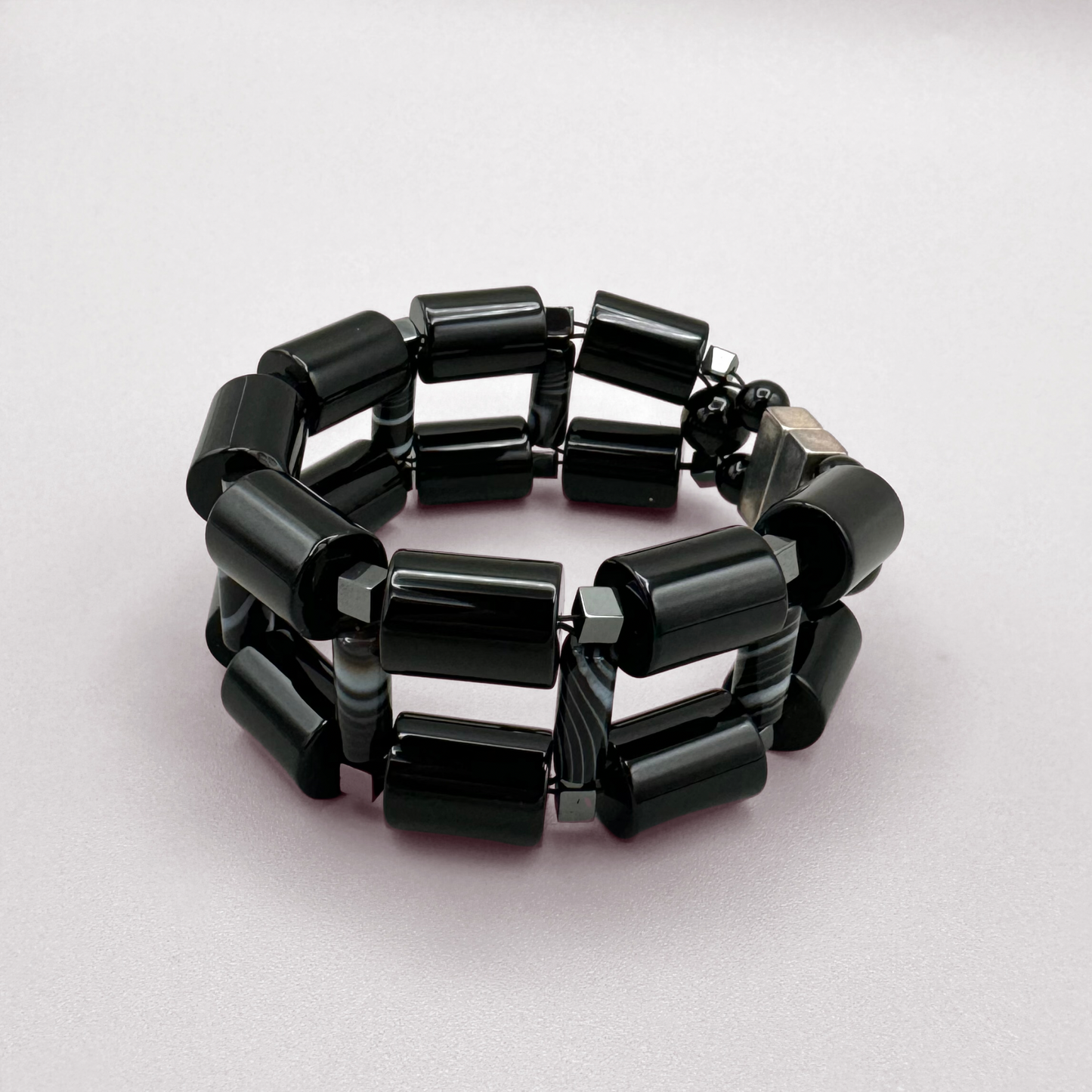 Black Onyx + Black Sardonyx Bracelet