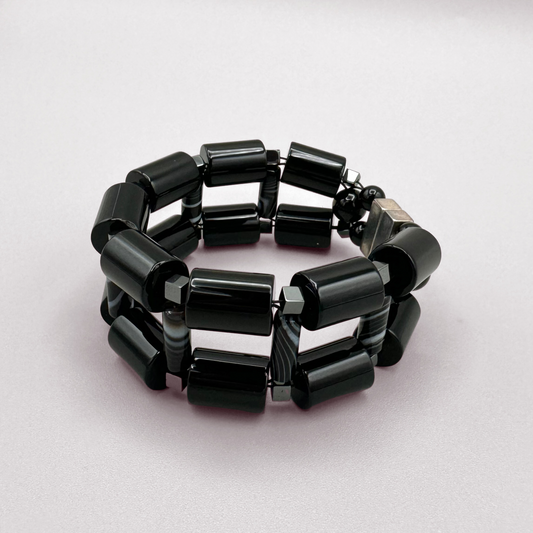Black Onyx + Black Sardonyx Bracelet